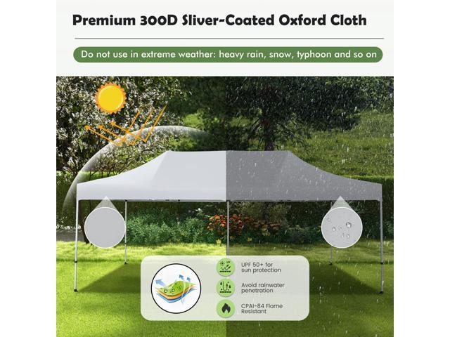 SlickBlue 10 x 20 Feet Outdoor Pop-Up Patio Folding Canopy Tent-White
