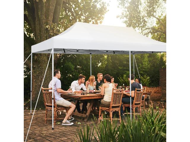 SlickBlue 10 x 20 Feet Outdoor Pop-Up Patio Folding Canopy Tent-White