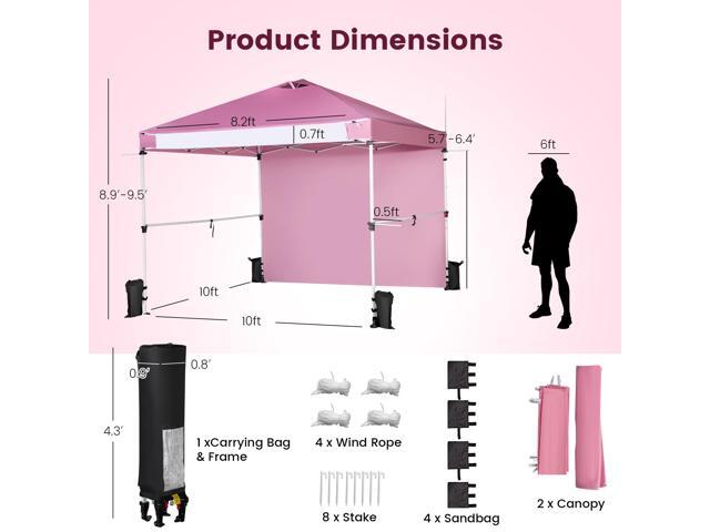 SlickBlue 10 x 10 Feet Foldable Commercial Pop-up Canopy with Roller Bag and Banner Strip