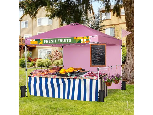 SlickBlue 10 x 10 Feet Foldable Commercial Pop-up Canopy with Roller Bag and Banner Strip