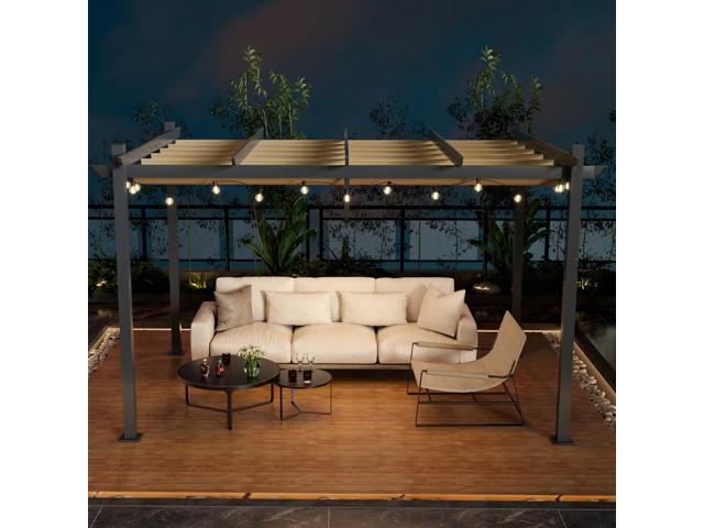 SlickBlue 10 x 13 Feet Outdoor Aluminum Retractable Pergola Canopy Shelter