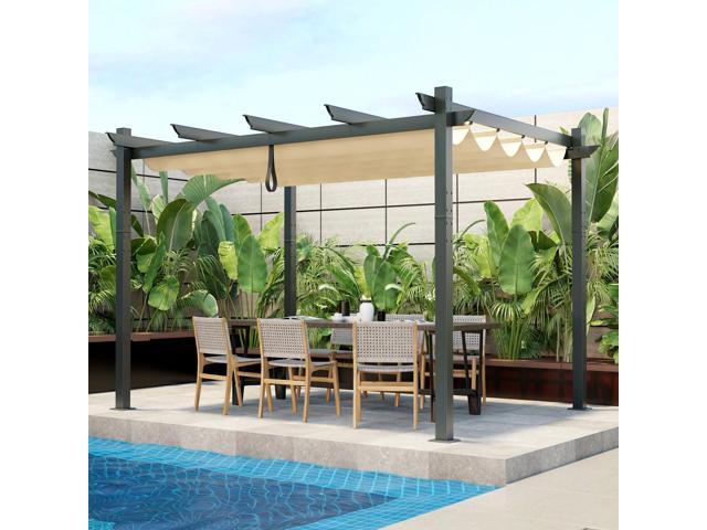SlickBlue 10 x 12 Feet Outdoor Aluminum Retractable Pergola Canopy Shelter Grape Trellis