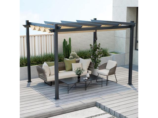 SlickBlue 10 x 12 Feet Outdoor Aluminum Retractable Pergola Canopy Shelter Grape Trellis