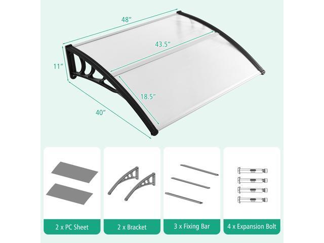 SlickBlue 48 x 40 Inch Outdoor Front Door Window Awning Door Canopy Exterior