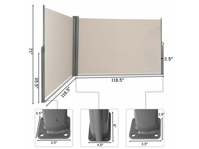 SlickBlue 237 x 71 Inch Patio Retractable Double Folding Side Awning Screen Divider