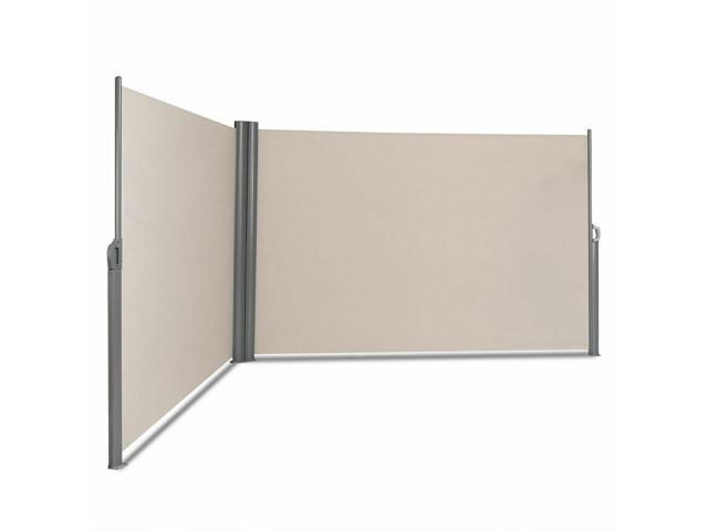 SlickBlue 237 x 71 Inch Patio Retractable Double Folding Side Awning Screen Divider