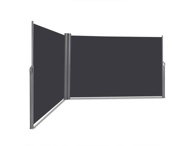 SlickBlue 237 x 63 Inch Patio Retractable Double Folding Side Awning Screen Divider