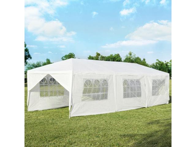SlickBlue 10 x 30 Feet Outdoor Canopy Tent with 6 Removable Sidewalls and 2 Doorways-White