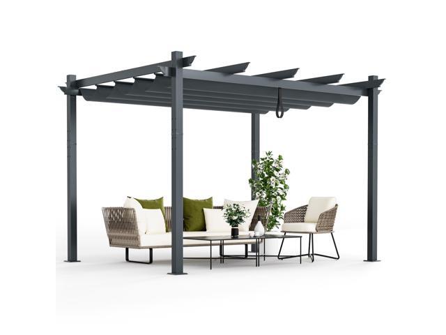 SlickBlue 10 x 12 Feet Outdoor Aluminum Retractable Pergola Canopy Shelter Grape Trellis