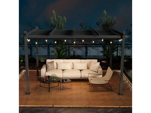 SlickBlue 10 x 13 Feet Outdoor Aluminum Retractable Pergola Canopy Shelter