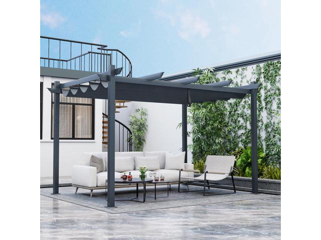 SlickBlue 10 x 13 Feet Outdoor Aluminum Retractable Pergola Canopy Shelter