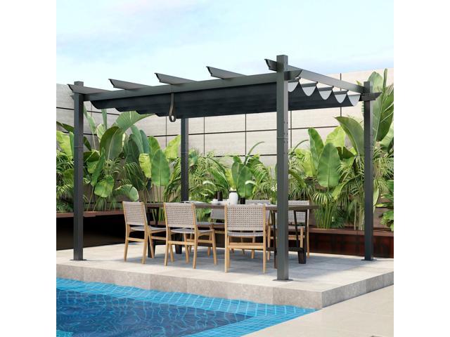 SlickBlue 10 x 12 Feet Outdoor Aluminum Retractable Pergola Canopy Shelter Grape Trellis