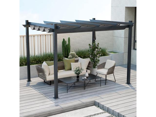 SlickBlue 10 x 12 Feet Outdoor Aluminum Retractable Pergola Canopy Shelter Grape Trellis
