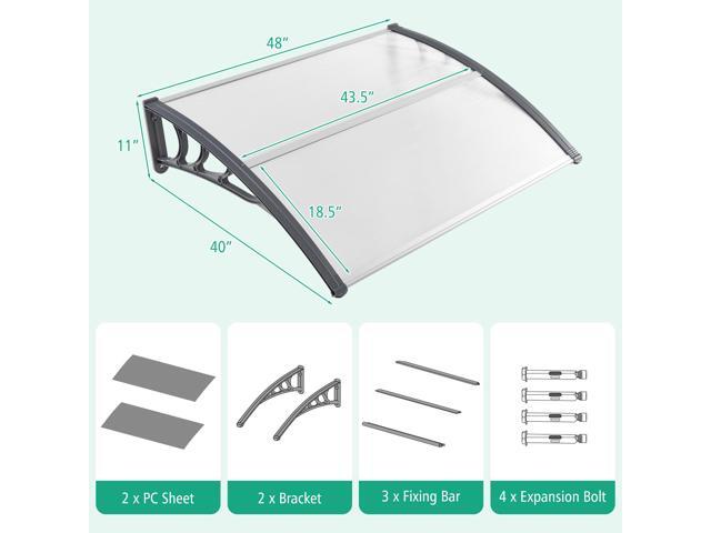 SlickBlue 48 x 40 Inch Outdoor Front Door Window Awning Door Canopy Exterior