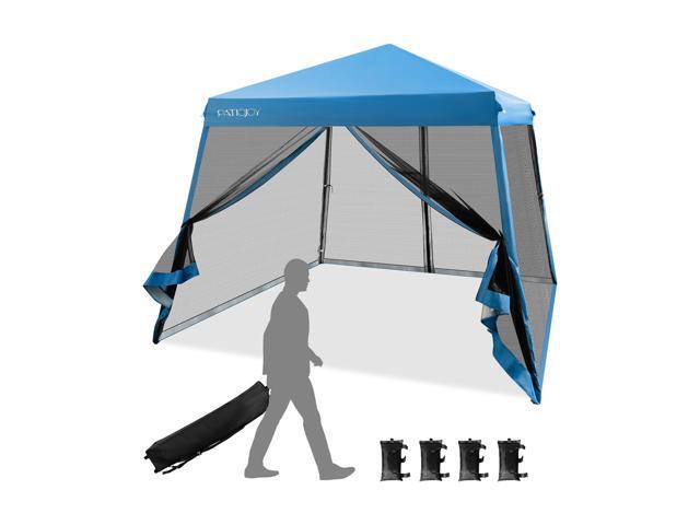 SlickBlue 10 x 10 Feet Pop Up Canopy with with Mesh Sidewalls and Roller Bag