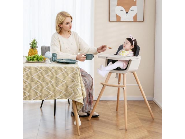 SlickBlue 3-in-1 Convertible Wooden High Chair with Cushion