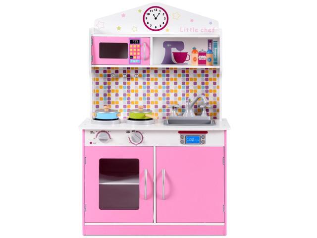 SlickBlue Kids Wooden Pretend Cooking Play set Cookware Kitchen
