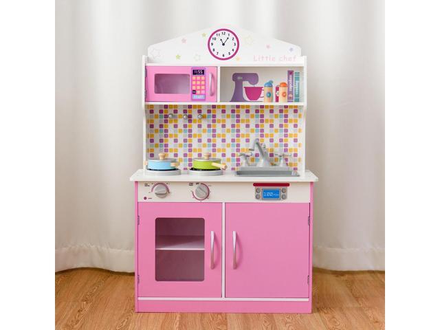 SlickBlue Kids Wooden Pretend Cooking Play set Cookware Kitchen