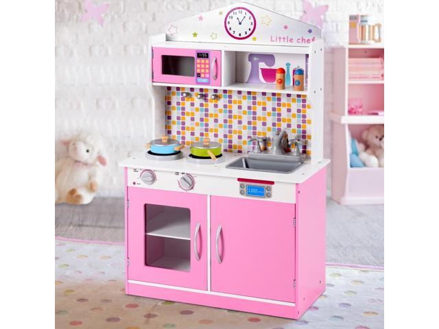 SlickBlue Kids Wooden Pretend Cooking Play set Cookware Kitchen