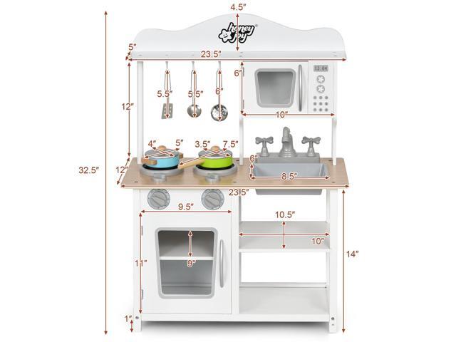SlickBlue Wooden Pretend Play Kitchen Set for Kids with Accessories and Sink