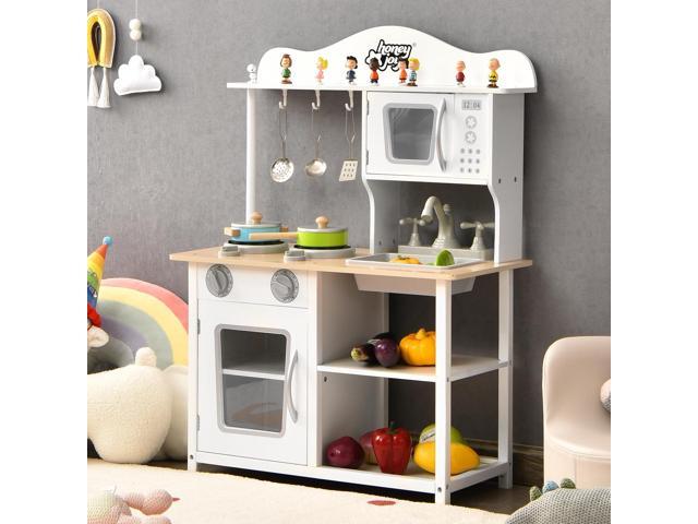SlickBlue Wooden Pretend Play Kitchen Set for Kids with Accessories and Sink