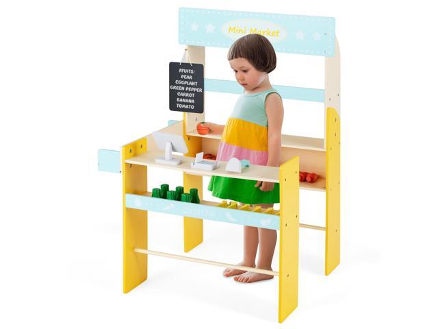 SlickBlue Kid's Pretend Play Grocery Store with Cash Register and Blackboard