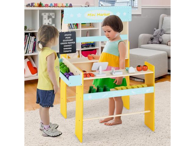SlickBlue Kid's Pretend Play Grocery Store with Cash Register and Blackboard