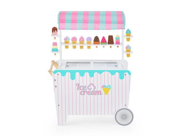 SlickBlue Kid's Ice Cream Cart Playset with Display Rack and Accessories