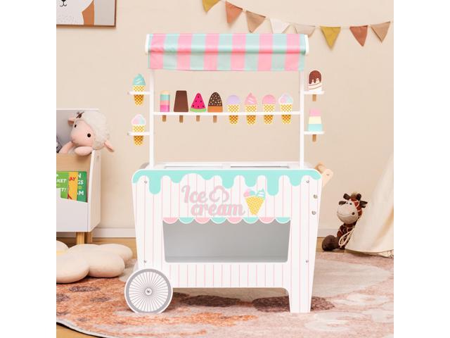 SlickBlue Kid's Ice Cream Cart Playset with Display Rack and Accessories