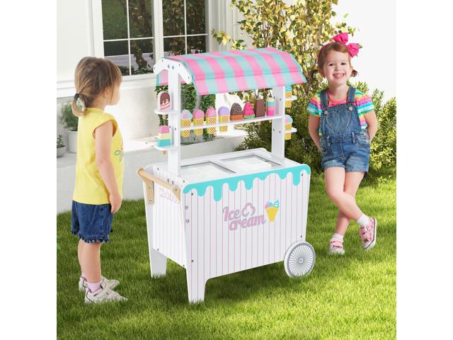 SlickBlue Kid's Ice Cream Cart Playset with Display Rack and Accessories