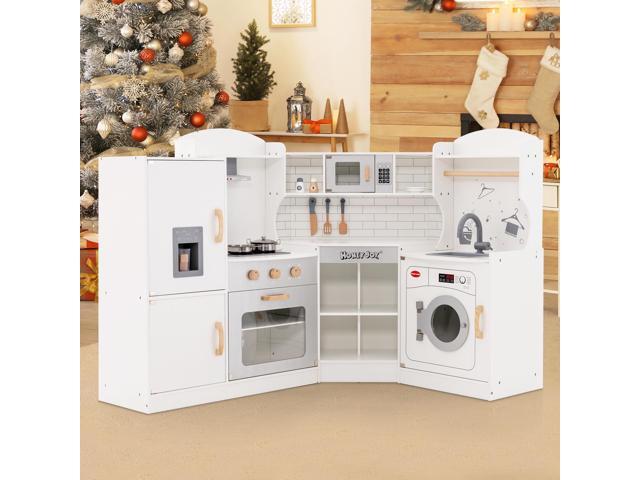 SlickBlue Corner Kids Play Kitchen with Washing Machine and Ice Maker Gift for Boys Girls