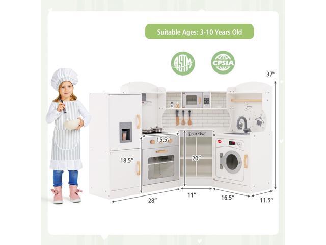SlickBlue Corner Kids Play Kitchen with Washing Machine and Ice Maker Gift for Boys Girls