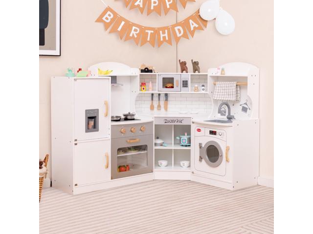 SlickBlue Corner Kids Play Kitchen with Washing Machine and Ice Maker Gift for Boys Girls