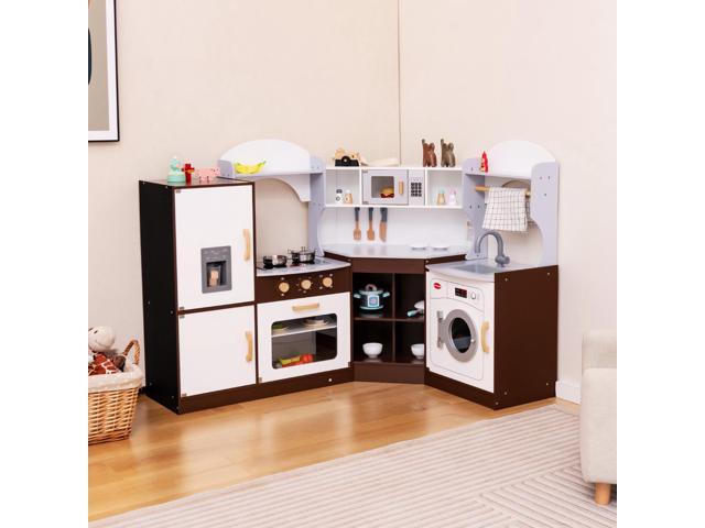 SlickBlue Toddler Kitchen Play-set with Ice Maker Microwave Oven Sink and Washing Machine for Kids
