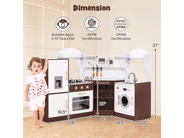 SlickBlue Toddler Kitchen Play-set with Ice Maker Microwave Oven Sink and Washing Machine for Kids