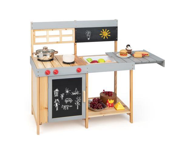 SlickBlue Outdoor Kid's Mud Kitchen Set with Detachable Water Box for Toddlers Over 3