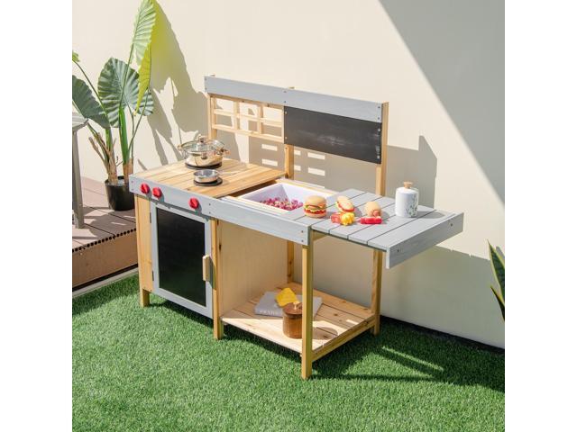 SlickBlue Outdoor Kid's Mud Kitchen Set with Detachable Water Box for Toddlers Over 3