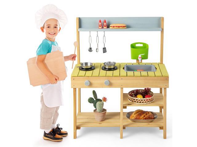 SlickBlue Backyard Pretend Play Toy Kitchen with Stove Top
