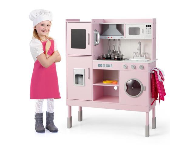 SlickBlue Pretend Play Kitchen for Kids with 16 Pieces Accessories