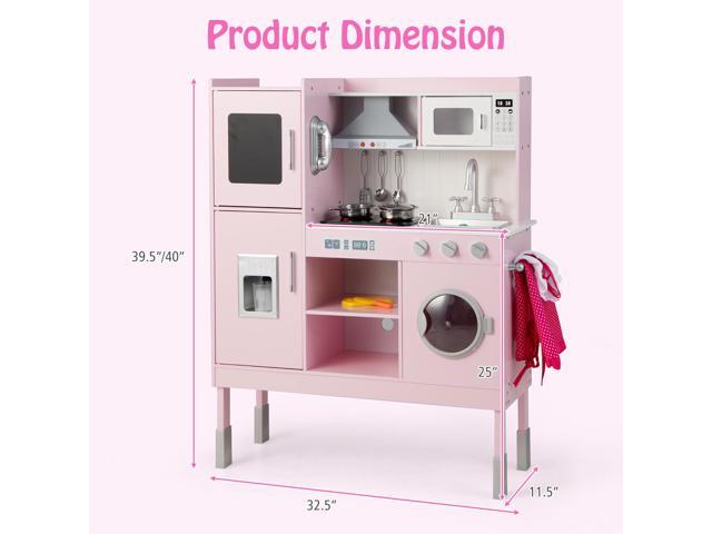 SlickBlue Pretend Play Kitchen for Kids with 16 Pieces Accessories