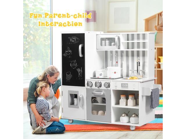 SlickBlue Wooden Pretend Play Kitchen Sets with Simulated Sound
