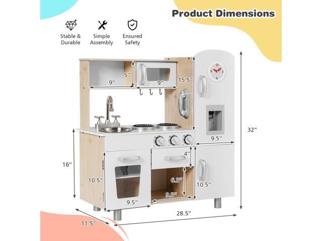 SlickBlue Vintage Play Kitchen Pretend Kids Cooking Playset Toys with Water Dispense