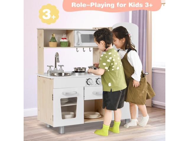 SlickBlue Vintage Play Kitchen Pretend Kids Cooking Playset Toys with Water Dispense