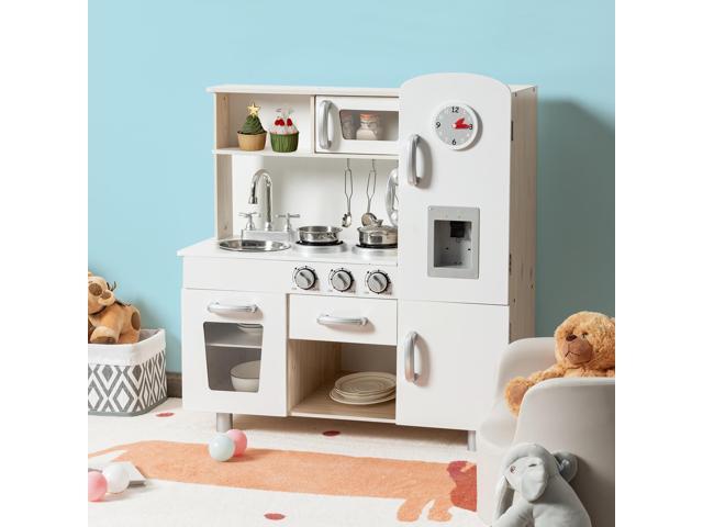 SlickBlue Vintage Play Kitchen Pretend Kids Cooking Playset Toys with Water Dispense