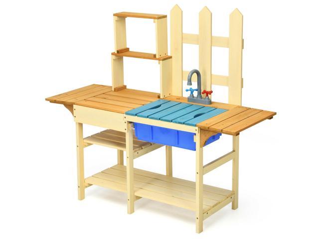 SlickBlue Kid's Outdoor Wooden Pretend Cook Kitchen Playset Toy