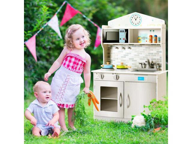 SlickBlue Kids Wooden Pretend Cooking Play set Cookware Kitchen