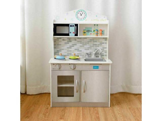SlickBlue Kids Wooden Pretend Cooking Play set Cookware Kitchen