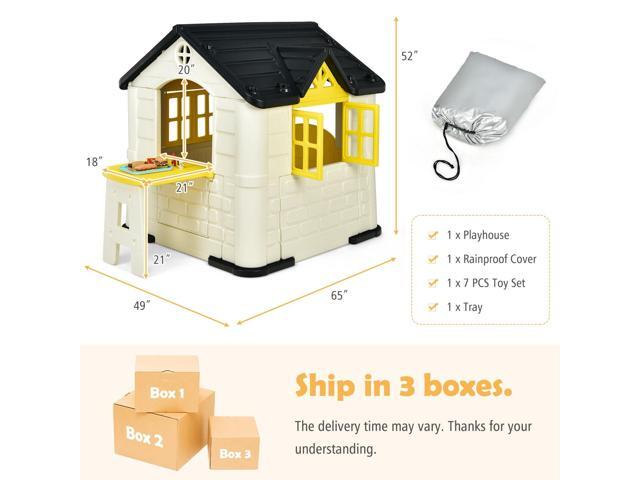 SlickBlue Kid's Playhouse Pretend Toy House For Boys and Girls 7 Pieces Toy Set