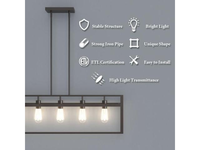 SlickBlue 5-Lights Pendant Lamp with Iron Square Lamp Shade
