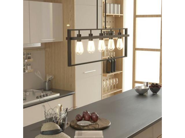 SlickBlue 5-Lights Pendant Lamp with Iron Square Lamp Shade